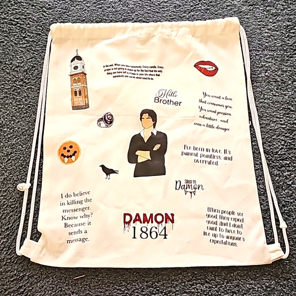 Vampire Diaries - Damon Salvatore drawstring bag - New - Picture 1 of 5